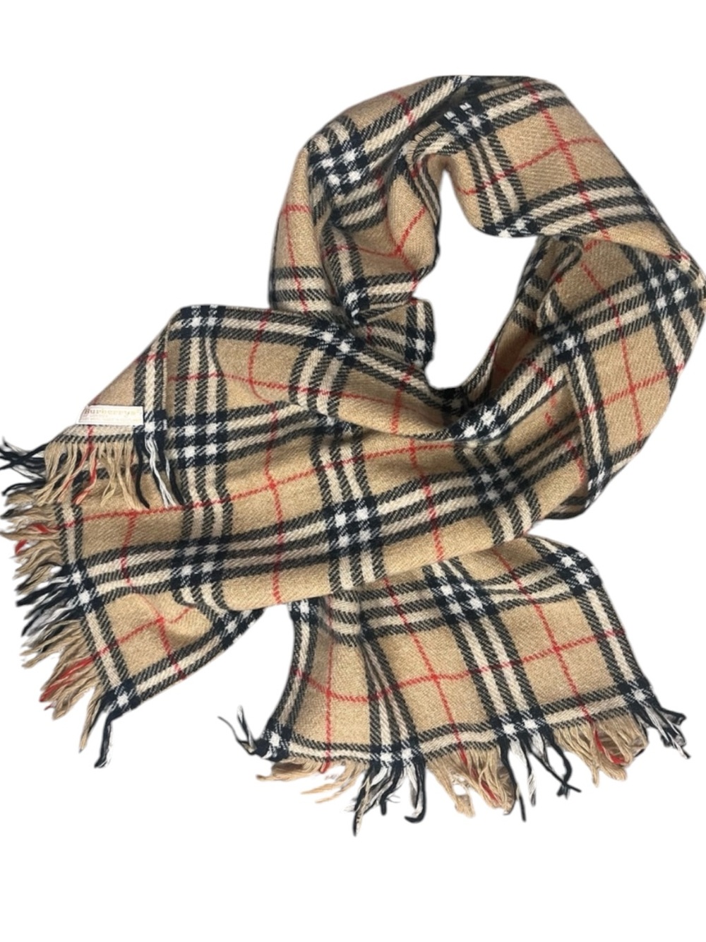 Vintage Burberrys Nova Check Scarf Scottish Wool Fringe Classic Preppy Fall